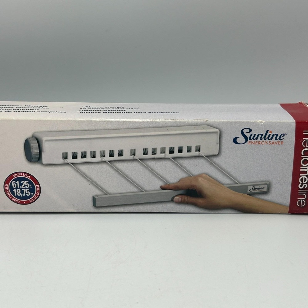 Sunline Retractable Clothesline Vintage Mini Clothes Dryer Extendable 12' 5 Line